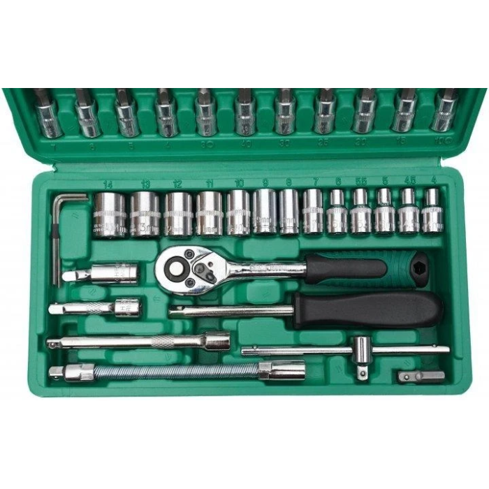Набор инструментов на 46 IECE TOOL SET 72 зуба с трещоткой и насадками в удобном пластиковом кейсе