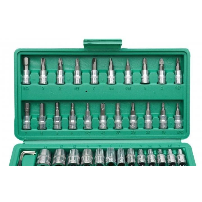 Набор инструментов на 46 IECE TOOL SET 72 зуба с трещоткой и насадками в удобном пластиковом кейсе