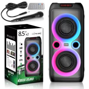 Колонка Bluetooth TTD-2809 20Вт з караоке мікрофоном та пультом управління та підсвічуванням