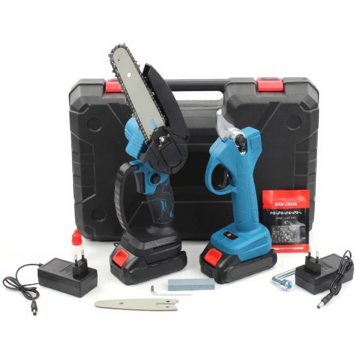 Акумуляторний набір з ланцюгової пили та секатора в кейсі 24V BLUE