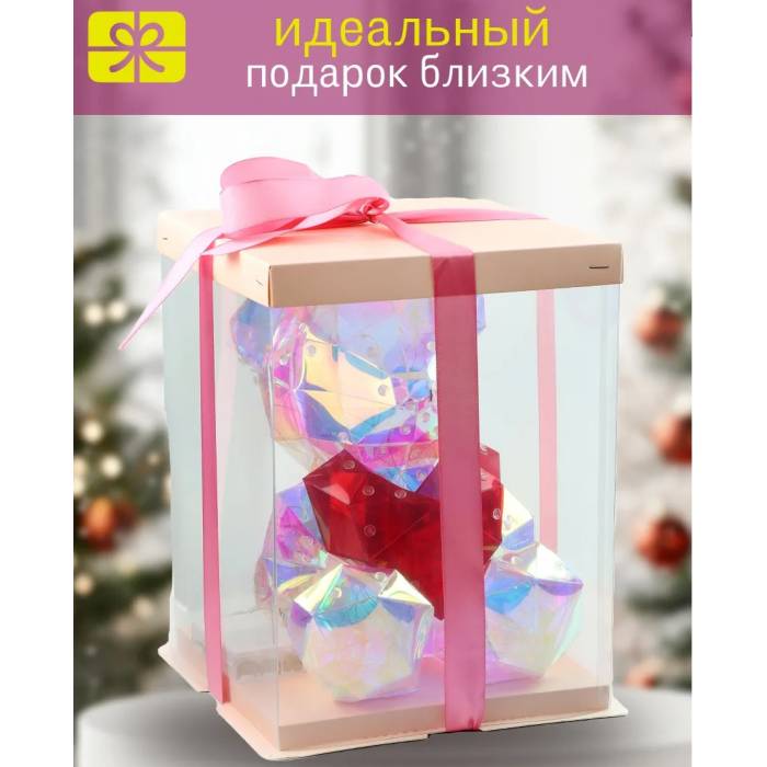 Настільний світлодіодний нічник-світильник Ведмедик 25 см із серцем Love Bear RED USB