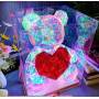 Настільний світлодіодний нічник-світильник Ведмедик 25 см із серцем Love Bear RED USB