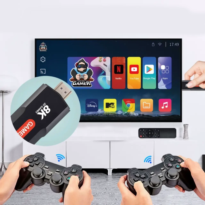 Приставка USB к телевизору с 2 джойстиками и пультом 5G 8K HD 3D