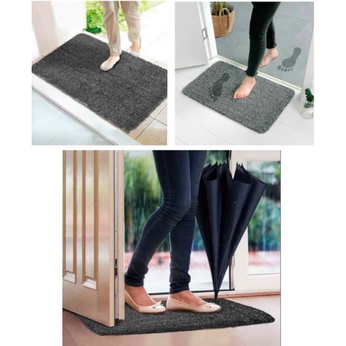 Килимок придверний з абсорбентом Clean Step Mat 70х45 см Чорний Поглинаючий підлоговий протиковзкий килимок