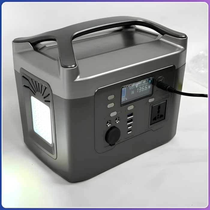 Портативна зарядна станція Sine 600W з LCD-дисплеєм та LED-ліхтарем 12V/40A