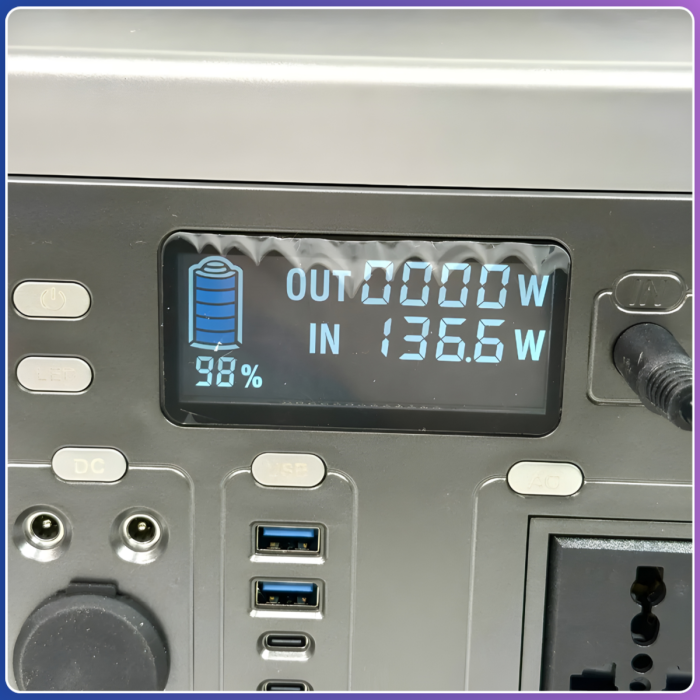 Портативна зарядна станція Sine 600W з LCD-дисплеєм та LED-ліхтарем 12V/40A