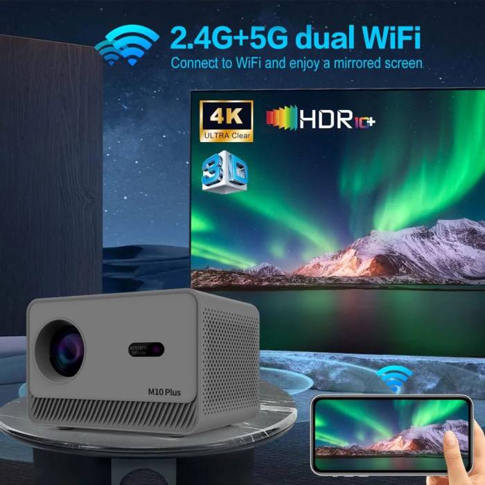 Портативний домашній HD-проектор на Android M10 4K 2.4G+5G Мультимедійний проектор для дому