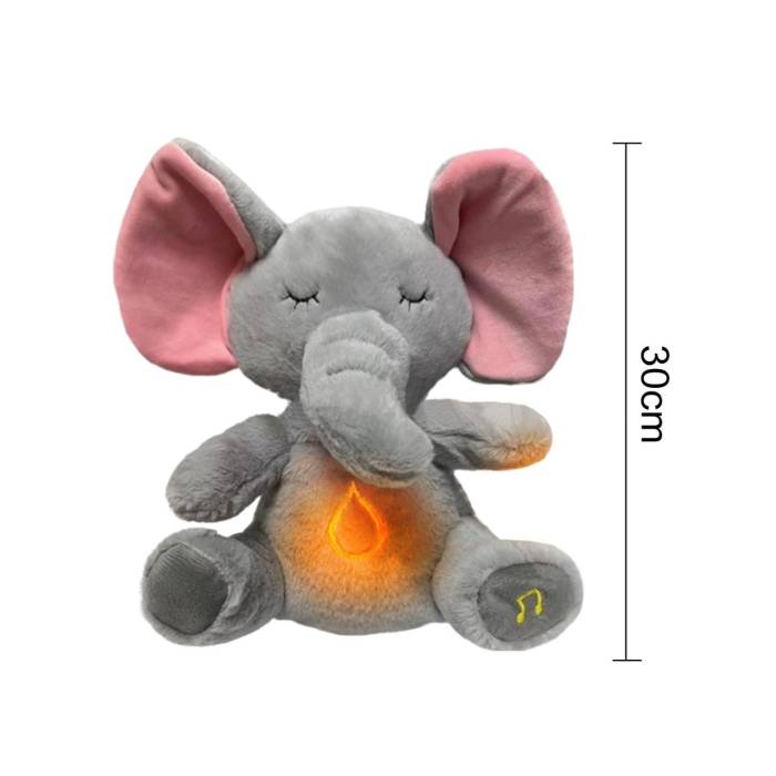 Інтерактивна м'яка іграшка-нічник дихаюча Слонік Elephant Сірий Заспокійлива плюшева іграшка Слонік