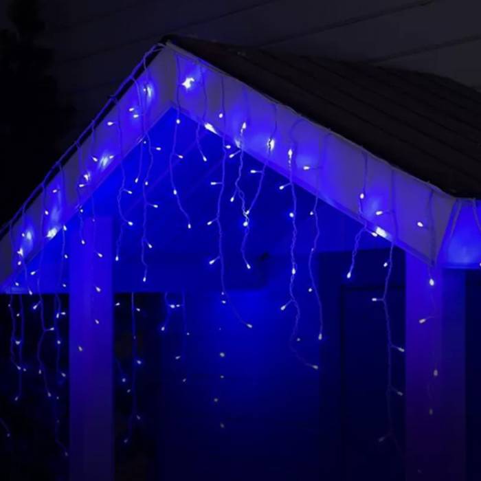 Вулична світлодіодна гірлянда Дощ 10 метрів на 200LED лапок колір свічення Синій на білому дроті