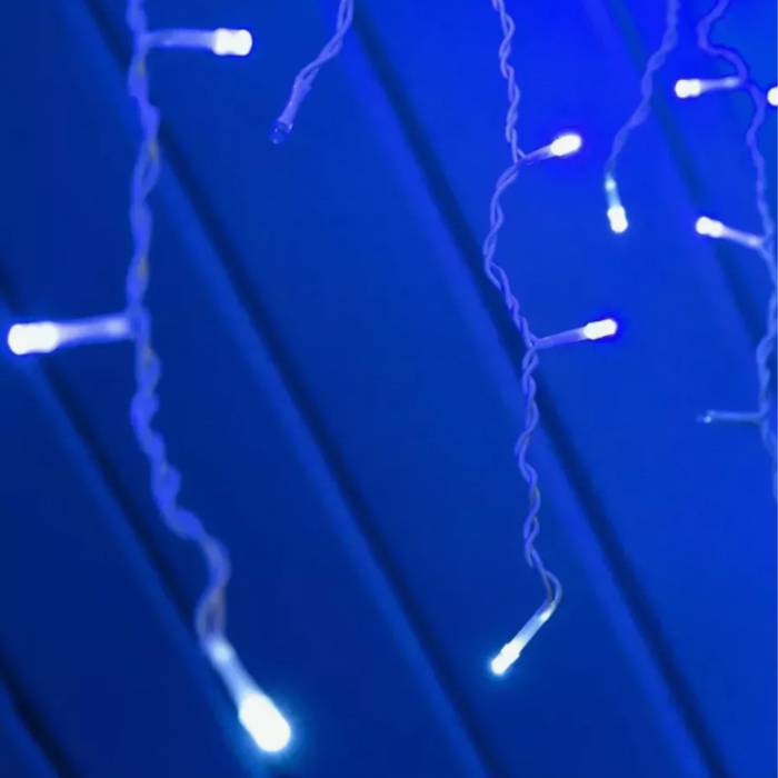 Вулична світлодіодна гірлянда Дощ 10 метрів на 200LED лапок колір свічення Синій на білому дроті