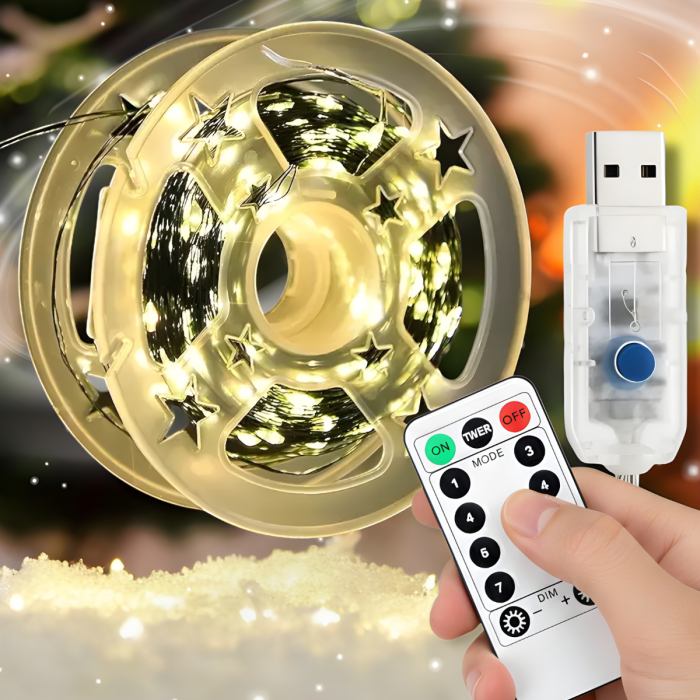 USB Гірлянда "Роса" 100 метрів 1000 LED 8 режимів свічення на котушці Тепле біле світло
