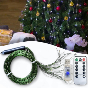 USB Світлодіодна гірлянда "Кінський хвіст" 2 метри 10 ниток 8 режимів світіння Біле світло