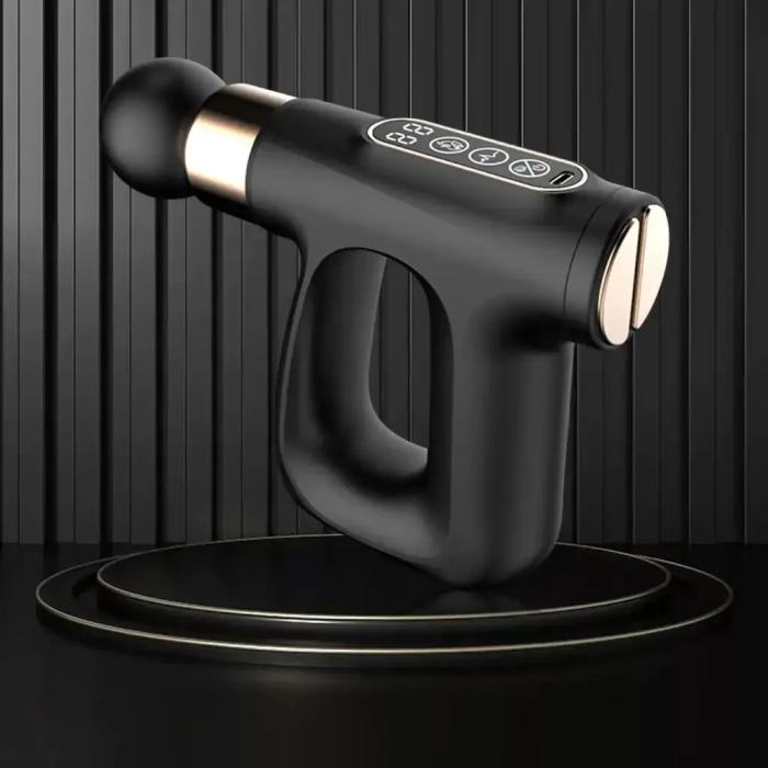 Портативный ручной массажер пистолет с 4 насадками Fascial Gun HB-007 Массажный перкуссионный пистолет