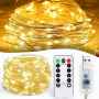 USB Гірлянда "Роса" 20 метрів 200 LED 8 режимів світіння намотування Тепле біле світло