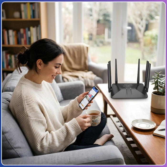 Високошвидкісний Wi-Fi роутер маршрутизатор з 6 антенами LV-WR50Q 300 Мбіт/с 2.4 ГГц Чорний