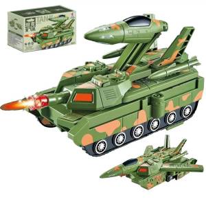 Дитячий іграшковий танк-трансформер Танк-Літак 2в1 TANK Box Green Танк зі звуковими та світловими ефектами