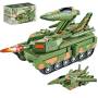 Дитячий іграшковий танк-трансформер Танк-Літак 2в1 TANK Box Green Танк зі звуковими та світловими ефектами