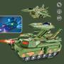 Дитячий іграшковий танк-трансформер Танк-Літак 2в1 TANK Box Green Танк зі звуковими та світловими ефектами