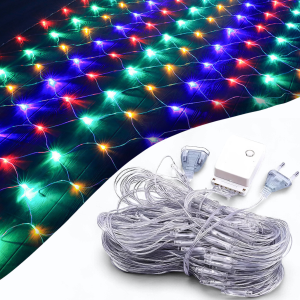 Гірлянда-сітка 100 LED прозорий провід 1.5х1.5м 220V Мультикольорова