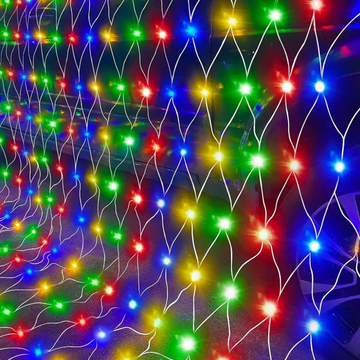 Гірлянда-сітка 100 LED прозорий провід 1.5х1.5м 220V Мультикольорова