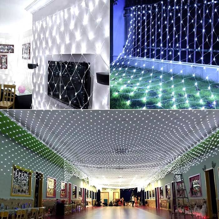 Гірлянда-сітка 100 LED прозорий провід 1.5х1.5м 220V Біле світло