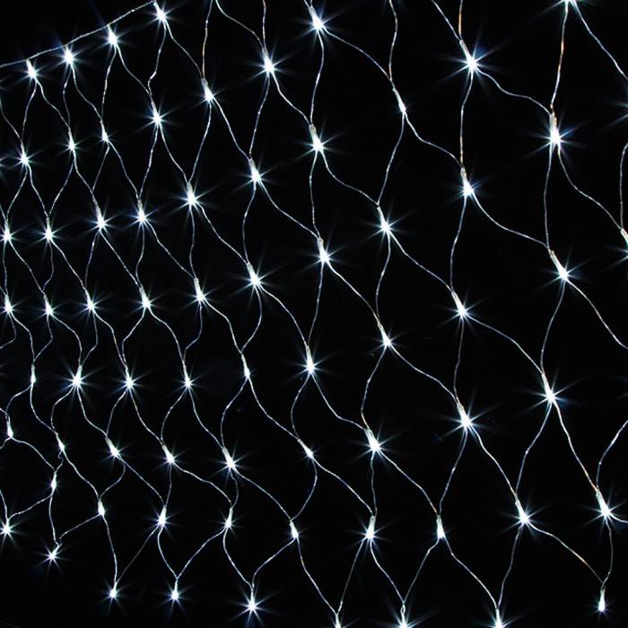 Гірлянда-сітка 100 LED прозорий провід 1.5х1.5м 220V Біле світло