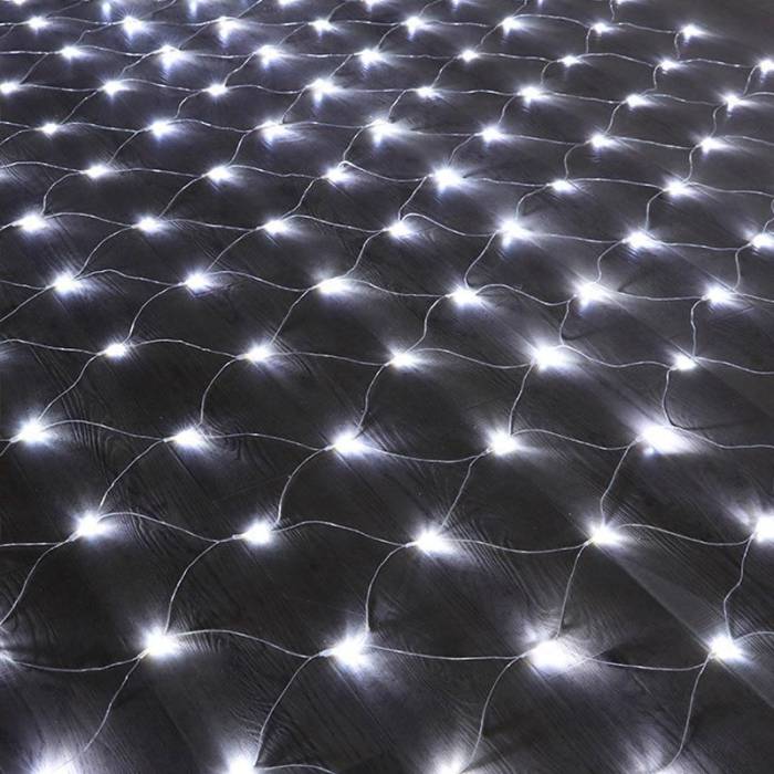 Гірлянда-сітка 100 LED прозорий провід 1.5х1.5м 220V Біле світло