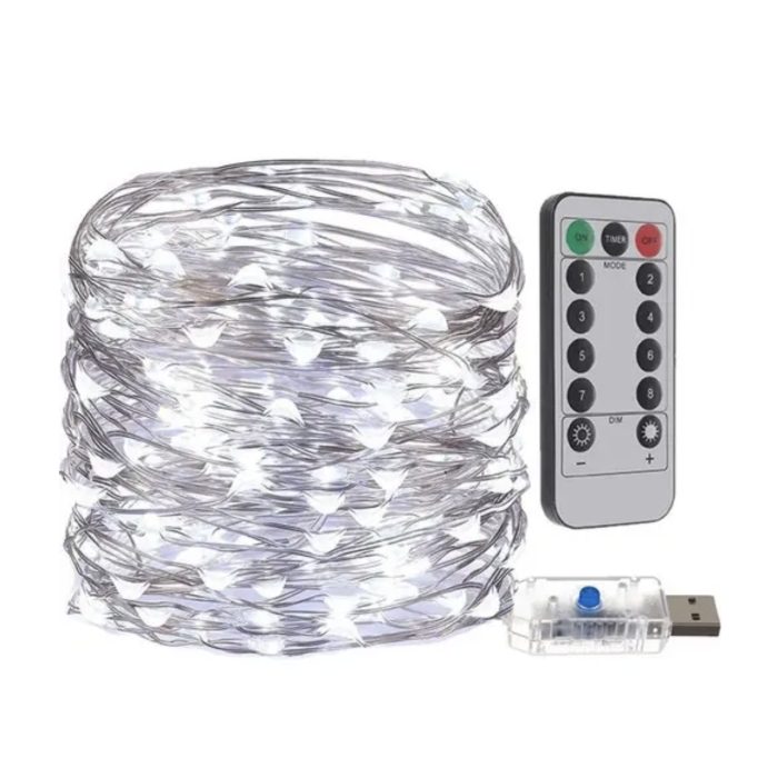 Світлодіодна LED Гірлянда-нитка «Краплі роси» від USB на 50 м Білий