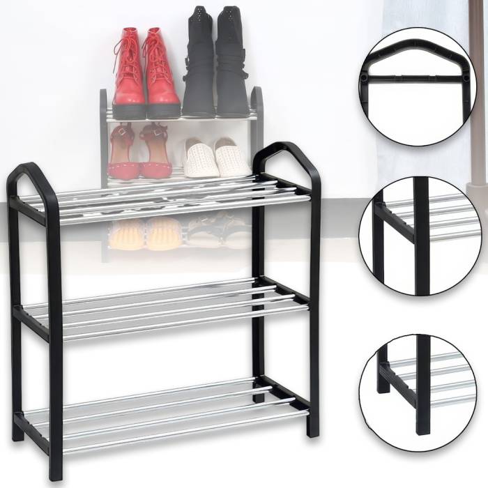 Підлогова пряма полиця-стелаж 3-рівнева для взуття Shoe Rack 45х19х42 см