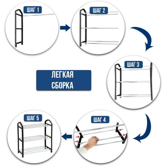 Підлогова пряма полиця-стелаж 3-рівнева для взуття Shoe Rack 45х19х42 см