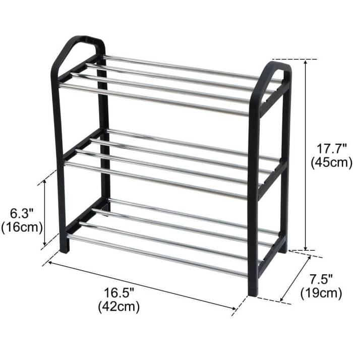 Підлогова пряма полиця-стелаж 3-рівнева для взуття Shoe Rack 45х19х42 см