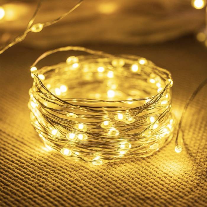 USB Гірлянда "Роса" 10 метрів 100 LED 8 режимів світіння Тепле біле світло