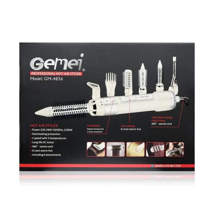 Фен стайлер 7 в 1 1200Вт Gemei GM-4836