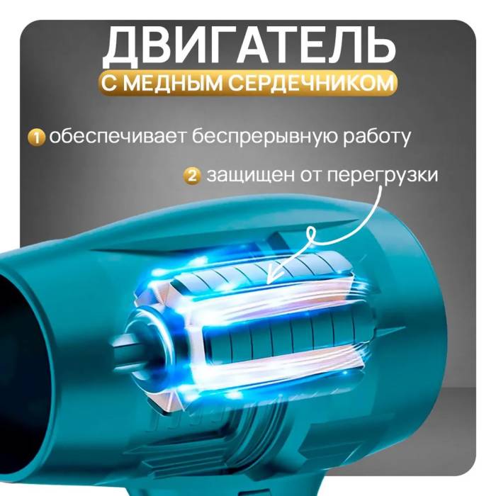 Аккумуляторная воздуходувка с 2 аккумуляторами 48 В 1000мАч Садовая мини-воздуходувка для уборки листьев