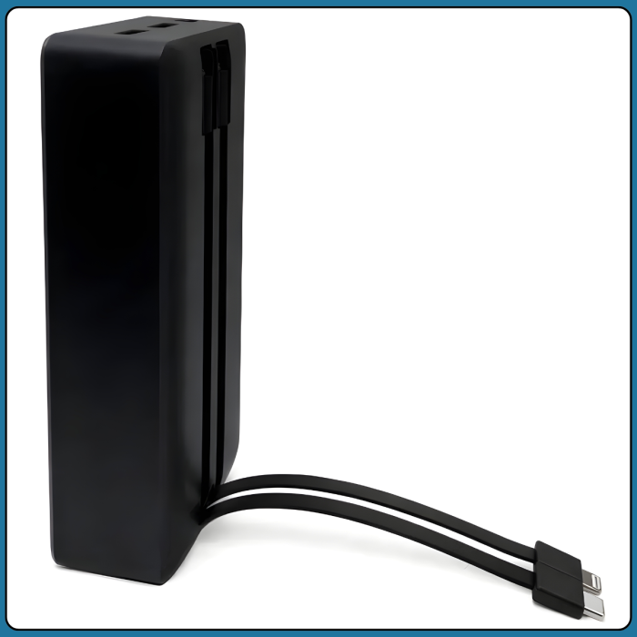 Повербанк 30000 mAh с встроенными кабелями Type-C и Lightning KP KPG-307 22.5W