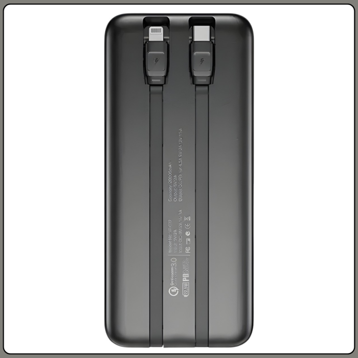 Повербанк 30000mAh с дисплеем и встроенными кабелями KP KPG-301 22.5W