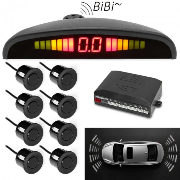 Паркувальна система на 8 датчиків паркування Assistant Parking Sensor Парктронік з LED дисплеєм та датчиками