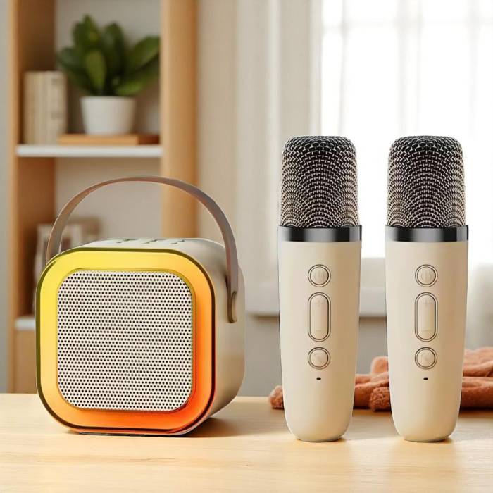 Портативна бездротова Bluetooth колонка K12 з 2 мікрофонами та підсвічуванням