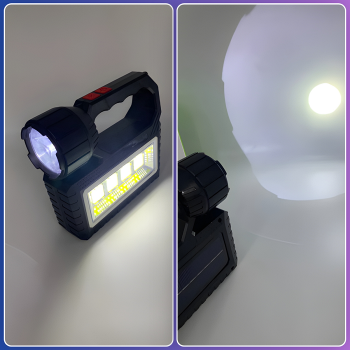 Акумуляторний ліхтар LED+COB із сонячною панеллю та 3 виносними лампами OK-718S-B