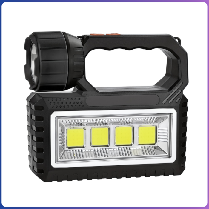 Акумуляторний ліхтар LED+COB із сонячною панеллю та 3 виносними лампами OK-718S-B