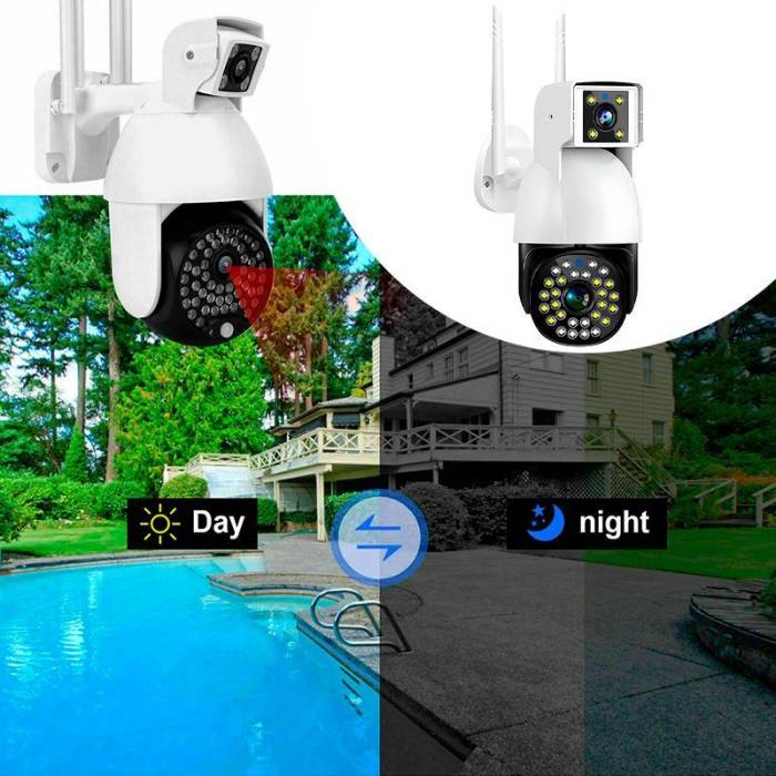 Вулична WiFi камера з двома об'єктивами та датчиком руху Smart Net Camera Портативна IP камера 3Мп
