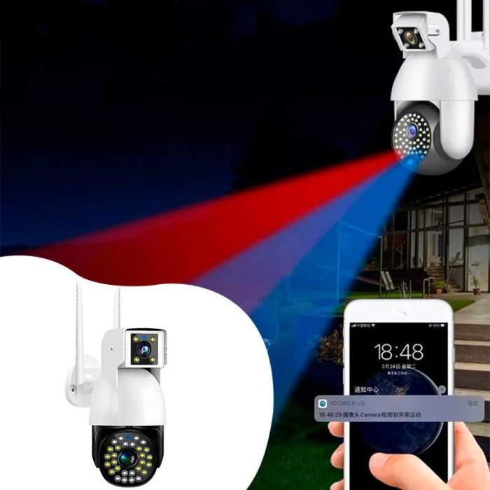 Вулична WiFi камера з двома об'єктивами та датчиком руху Smart Net Camera Портативна IP камера 3Мп