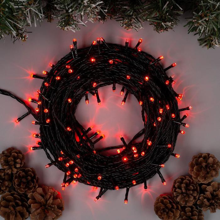 Новорічна електрична гірлянда 240 LED на 50 м чорний шнур від мережі 220В 9280-9 4 кольори свічення