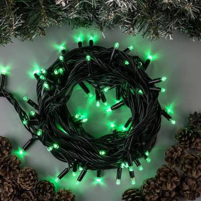 Новорічна електрична гірлянда 240 LED на 50 м чорний шнур від мережі 220В 9280-9 4 кольори свічення