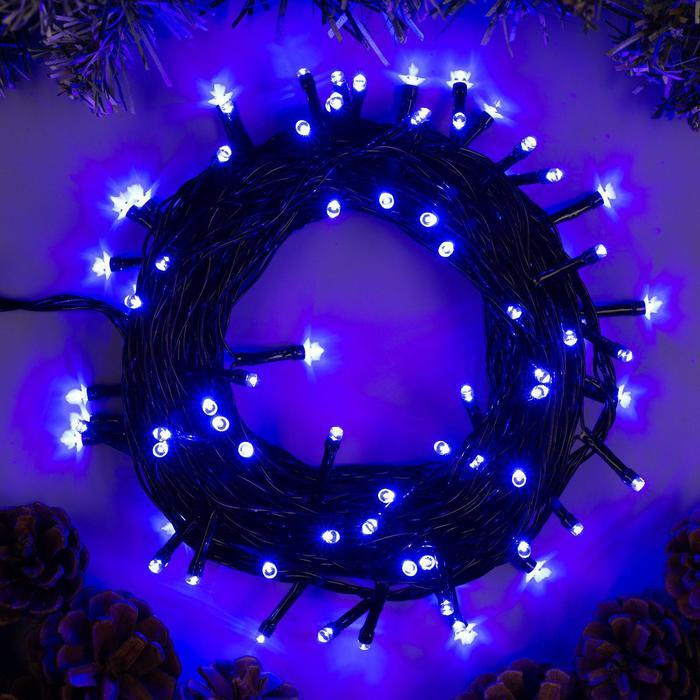 Новорічна електрична гірлянда 240 LED на 50 м чорний шнур від мережі 220В 9280-9 4 кольори свічення