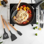 Набір силіконового кухонного приладдя 12 предметів Kitchen Set Кухонний набір з силікону та дерева Чорний
