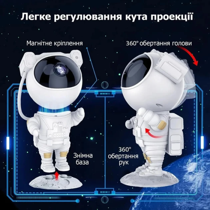 Проектор зоряного неба Астронавт з пультом та 8 режимами світіння USB