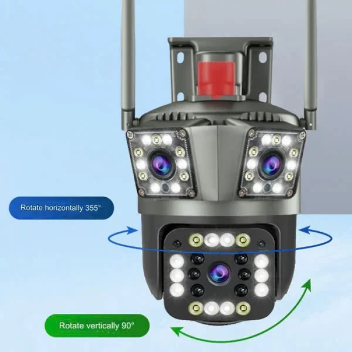 Уличная WiFi камера видеонаблюдения с тремя объективами PTZ 3L-V33 V380 Портативная камера видеонаблюдения