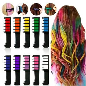 Набір крейд забарвлення для волосся 10 шт Hair chalk Гребінець з різнобарвними барвниками для волосся