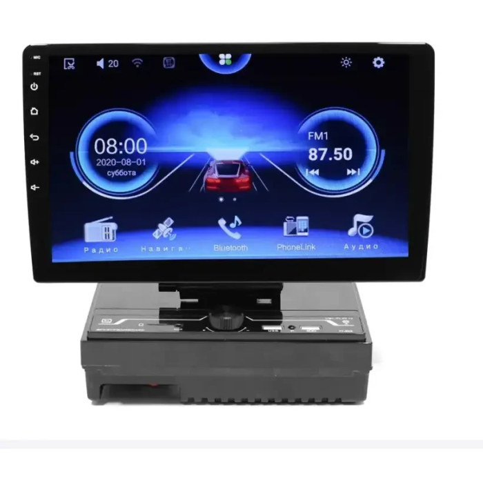 Автомагнітола з сенсорним дисплеєм 10.1'' та GPS модулем PI-808 2DIN Магнітола для авто з дисплеєм та BT